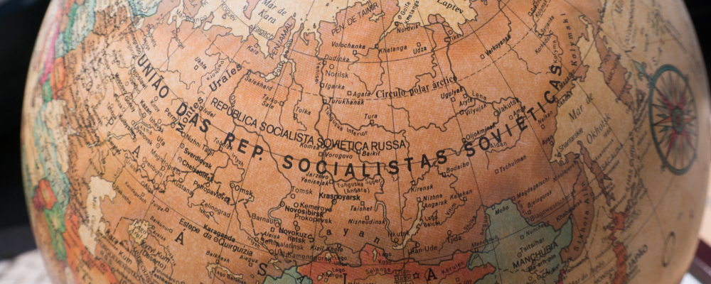 소련 지도가 있는 오래된 지구본